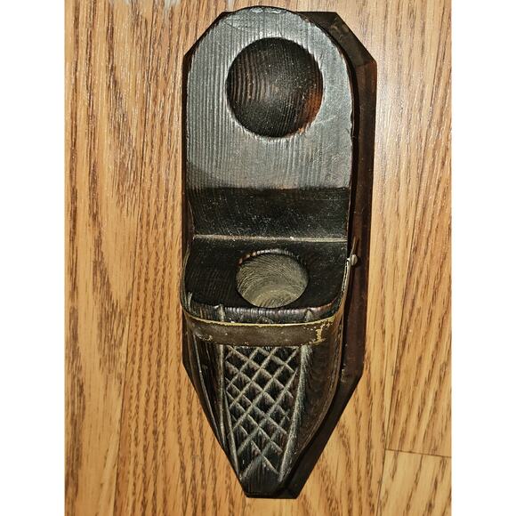 HTF Vintage Hand Carved Pipe And Tobacco Or Match Holder Scandinavian Folk Art - Picture 7 of 8